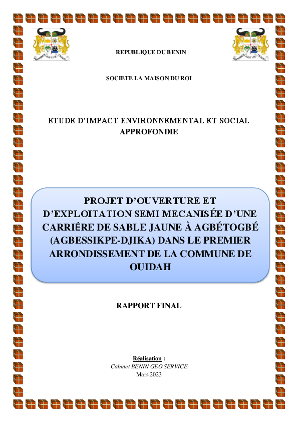 Rapport EIES Ouverture et exploitation semimécanisée carrière sable