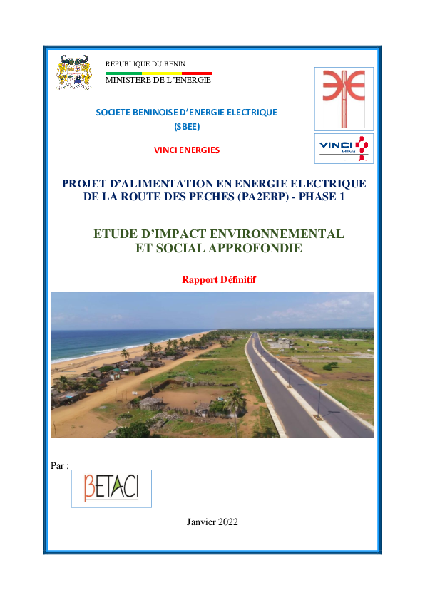 Rapport EIES Projet Alimentation Électrique Route des Pêches (PA2ERP